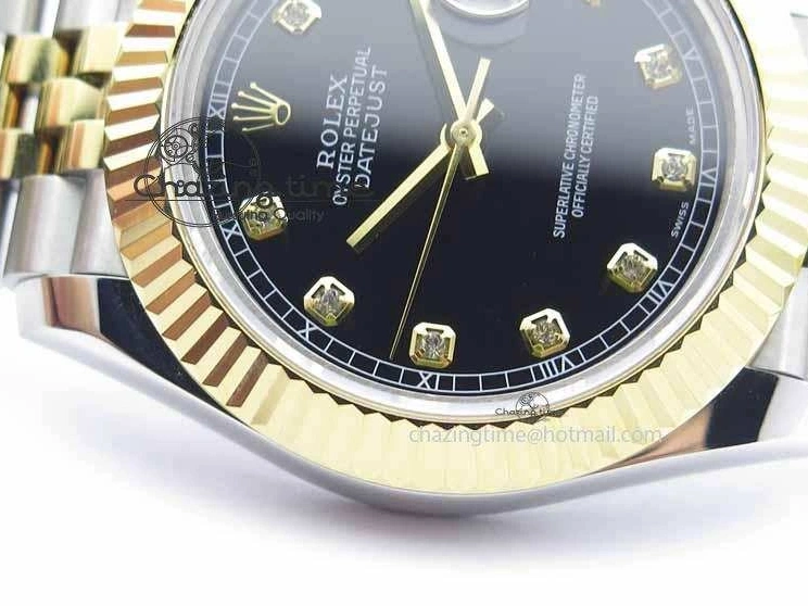 YG Best Edition Diam Maker On DateJust Black Bracelet A2813 BP SS 41mm II Dial Jubilee 0423